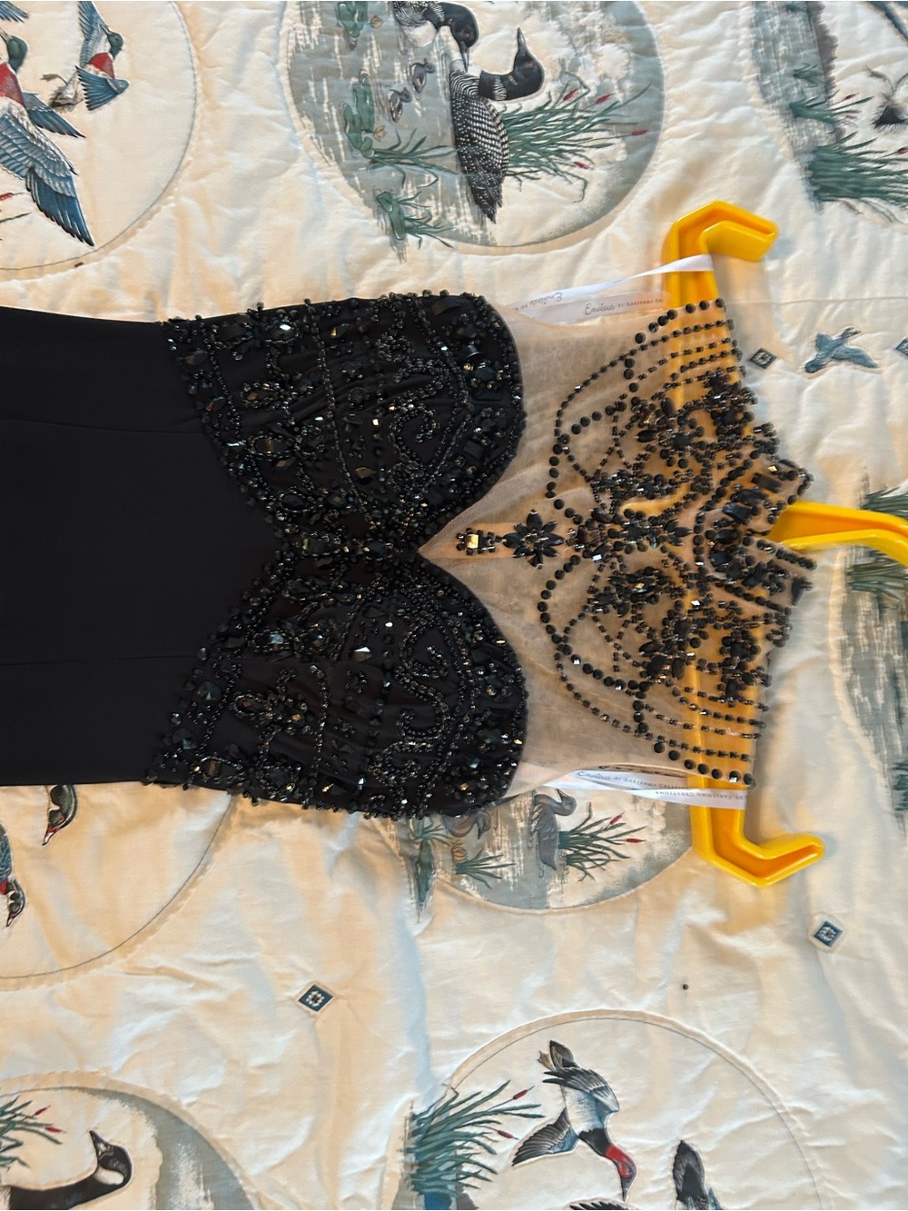 Elegant Black Beaded Maxi Dress with Embellished Bodice